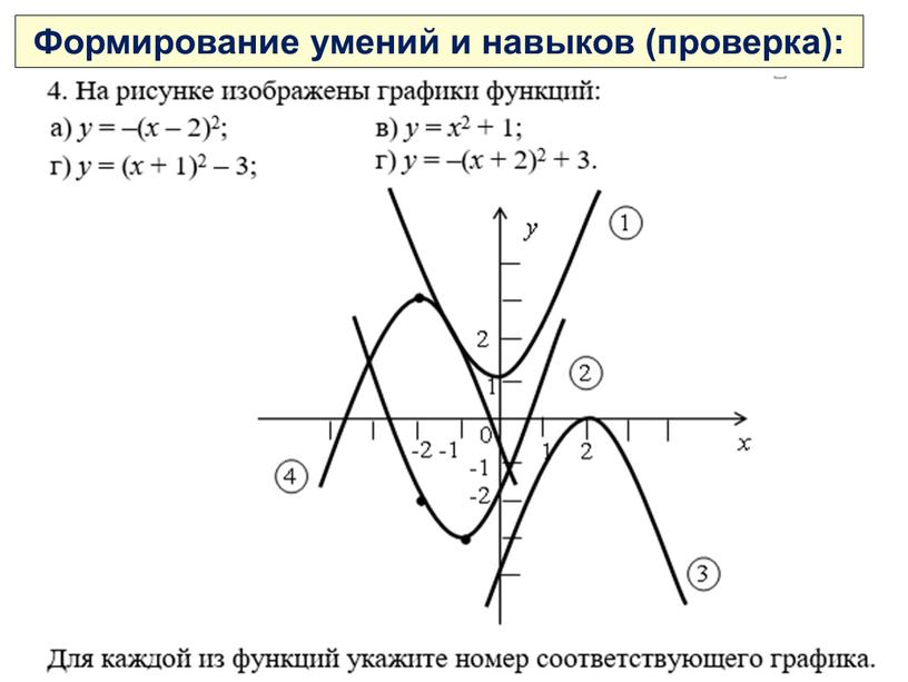 Формирование умений и навыков (проверка):