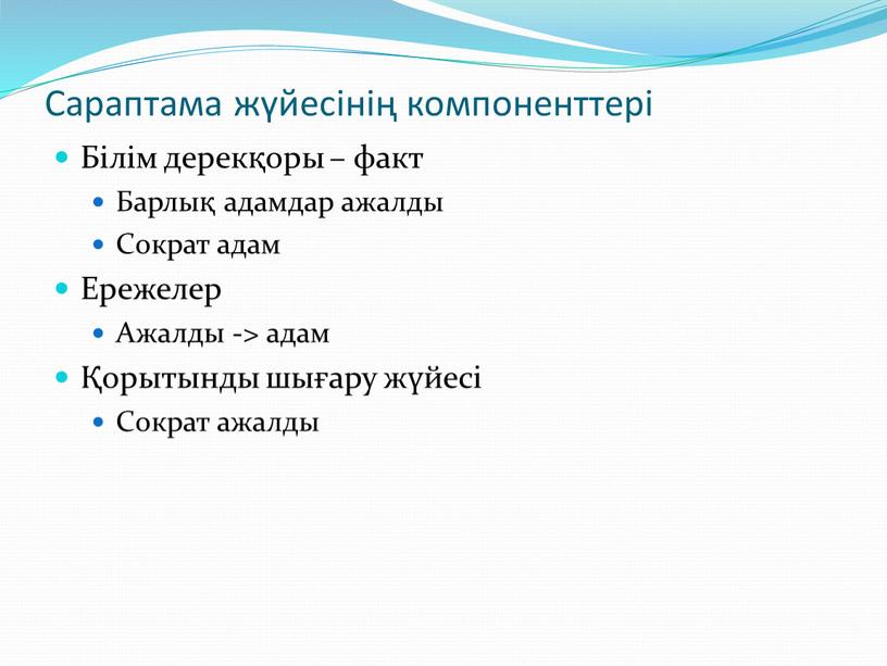 Сараптама жүйесінің компоненттері