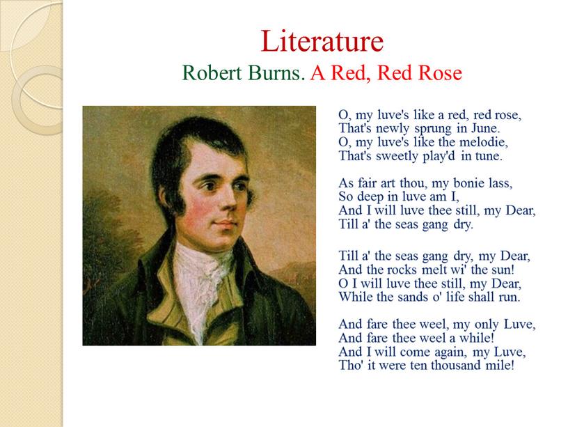 Literature Robert Burns. A Red,