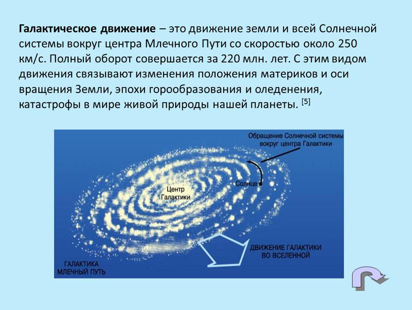 Галактическое движение – это движение земли и всей