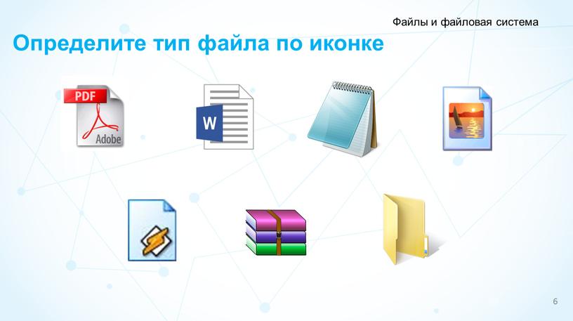 Файлы и файловая система 6 Определите тип файла по иконке