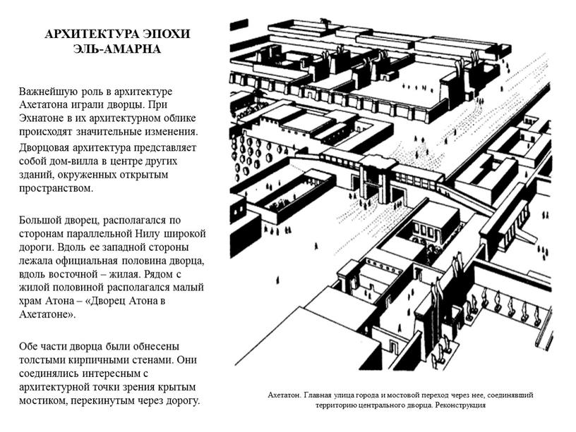 АРХИТЕКТУРА ЭПОХИ ЭЛЬ-АМАРНА Важнейшую роль в архитектуре