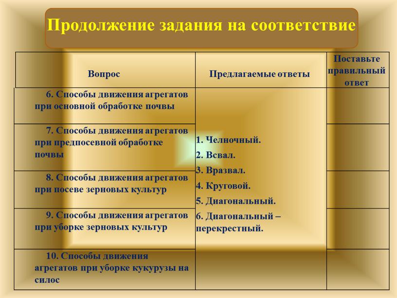 Вопрос Предлагаемые ответы Поставьте правильный ответ 6