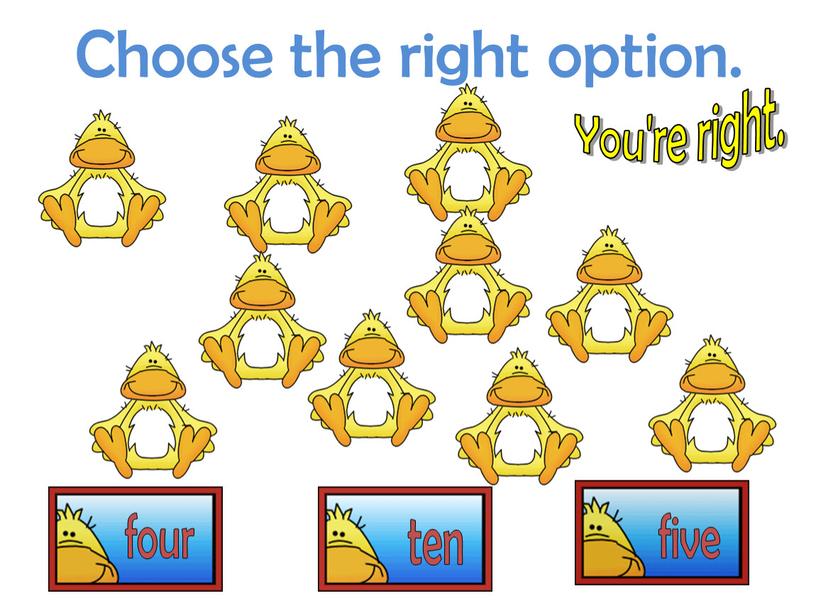 Choose the right option. You're right