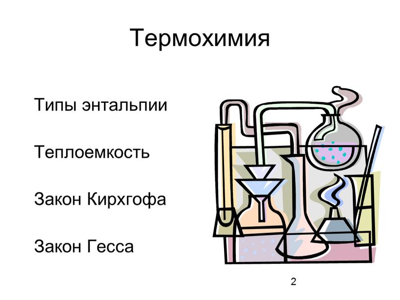 Термохимия Типы энтальпии Теплоемкость