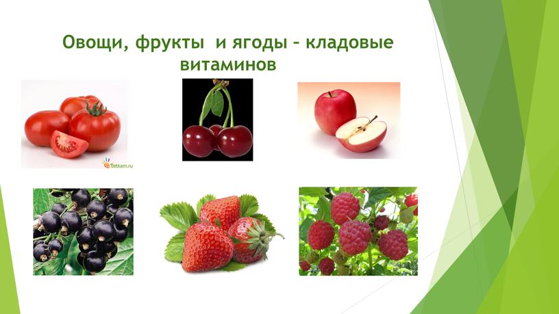 Овощи, фрукты и ягоды – кладовые витаминов