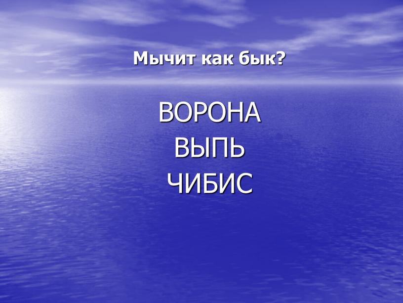 Мычит как бык? ВОРОНА ВЫПЬ ЧИБИС