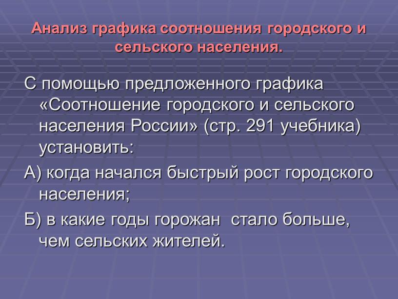 Анализ графика соотношения городского и сельского населения