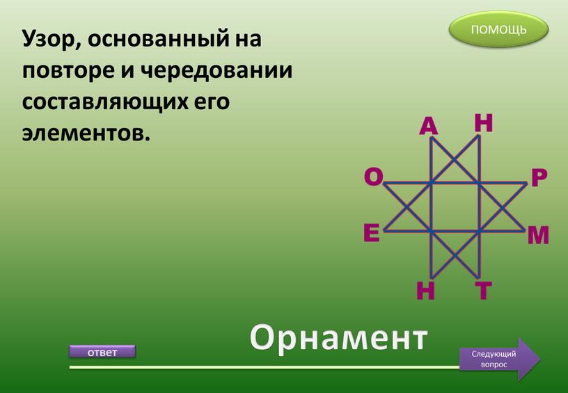 Орнамент Узор, основанный на повторе и чередовании составляющих его элементов