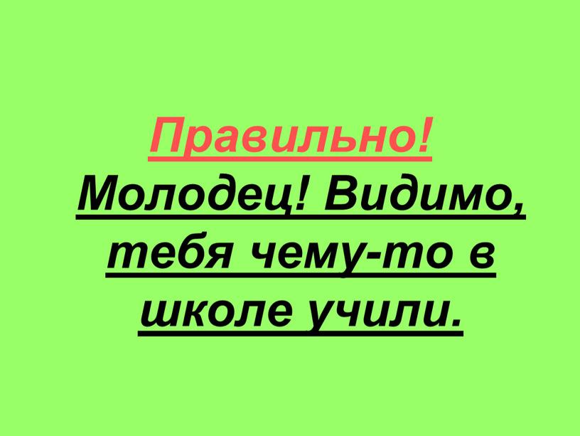 Правильно! Молодец! Видимо, тебя чему-то в школе учили