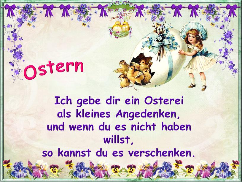 Ostern Ich gebe dir ein Osterei als kleines