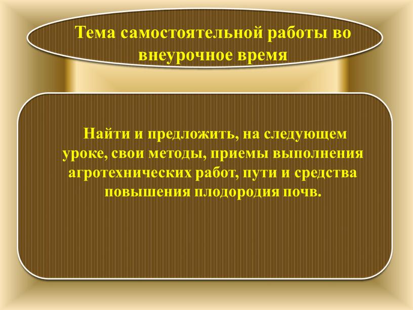 Тема самостоятельной работы во внеурочное время