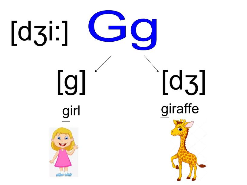 Gg [g] [dʒ] girl giraffe [dʒi:]