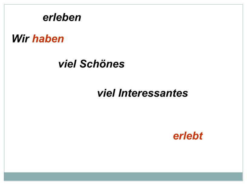 Wir haben erlebt viel Schönes viel