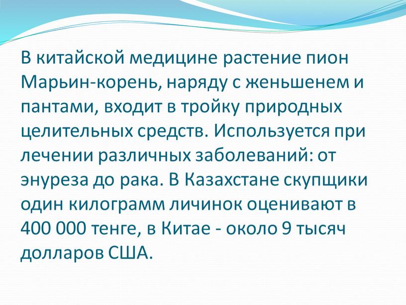 В китайской медицине растение пион