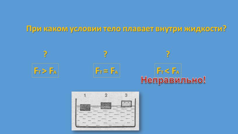 FT > FA FT = FA FT < FA Неправильно!