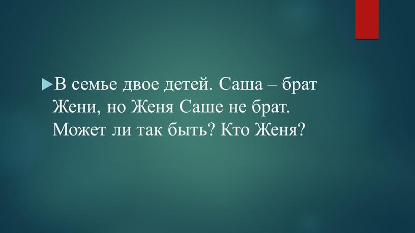 В семье двое детей. Саша – брат