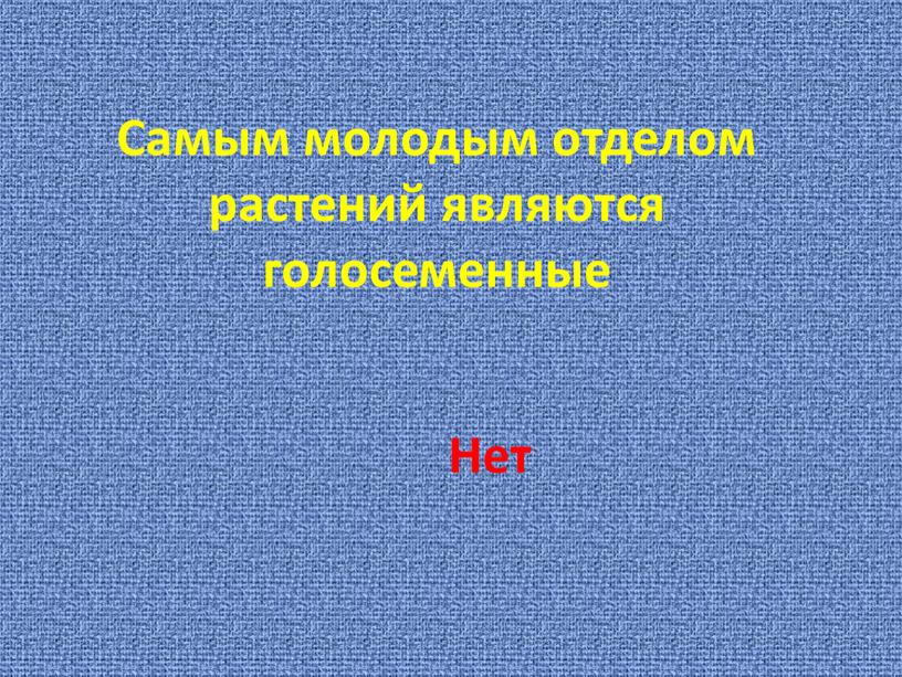 Самым молодым отделом растений являются голосеменные