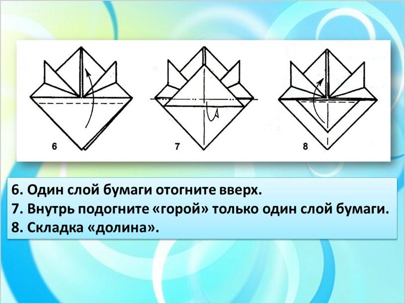 Один слой бумаги отогните вверх