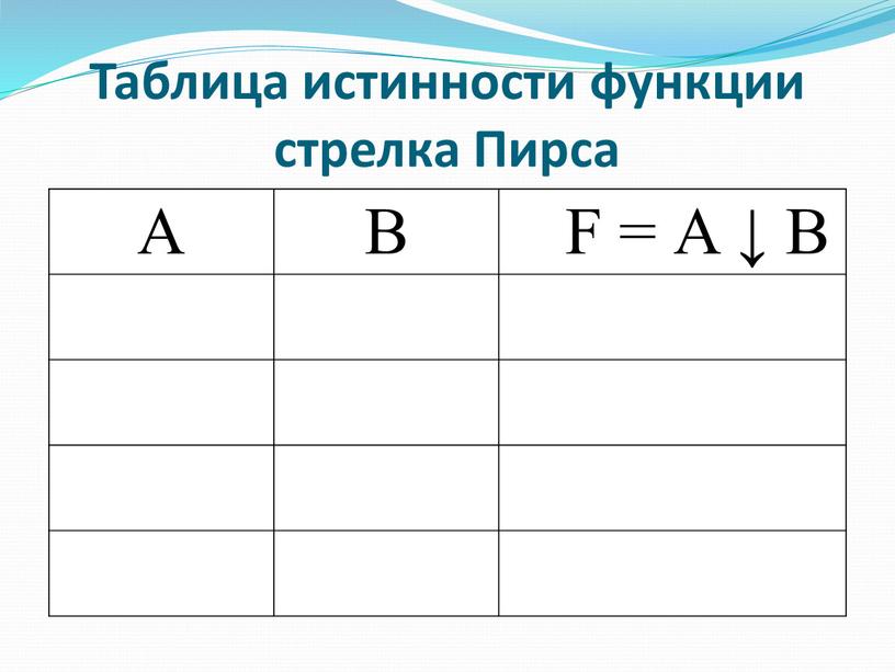 Таблица истинности функции стрелка