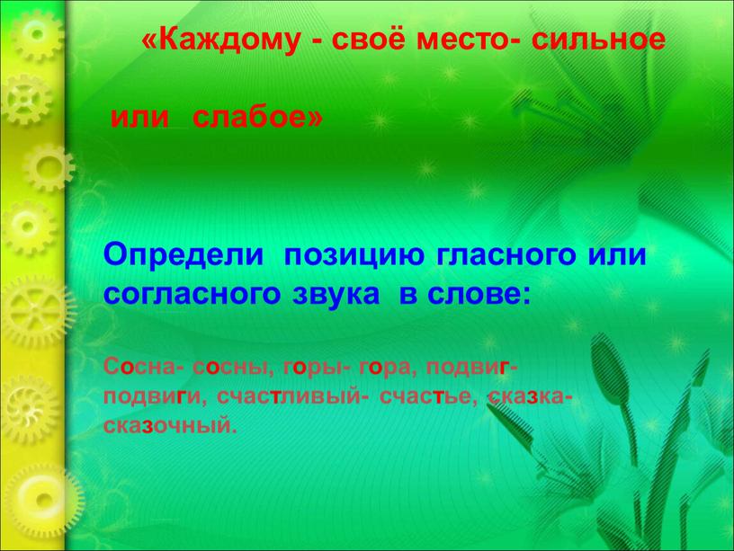 Каждому - своё место- сильное или слабое»