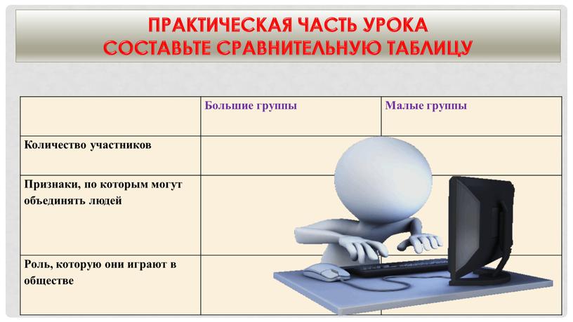 Практическая часть урока Составьте сравнительную таблицу