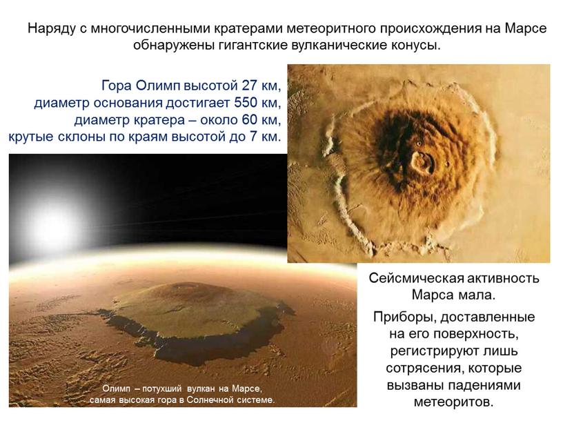 Наряду с многочисленными кратерами метеоритного происхождения на