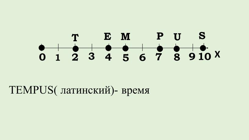 Е М Х 10 U P Т S TEMPUS( латинский)- время