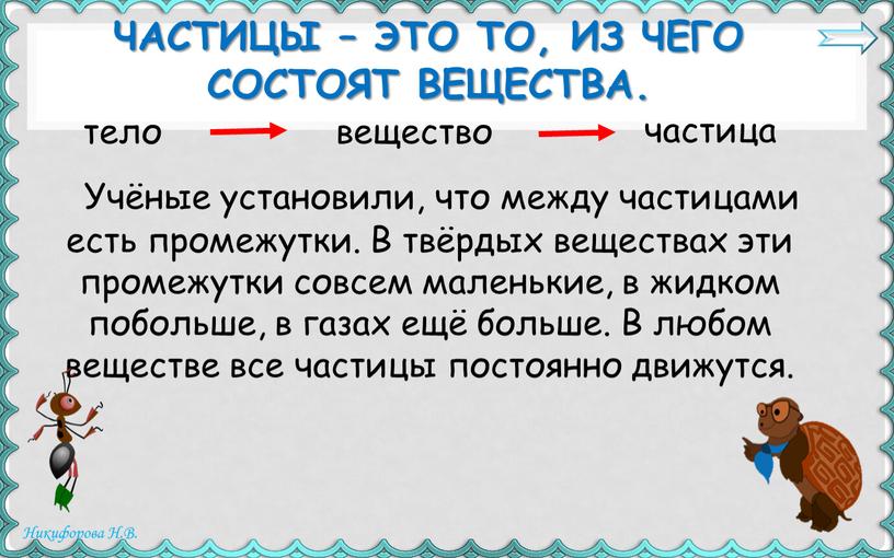 Частицы – это то, из чего состоят вещества