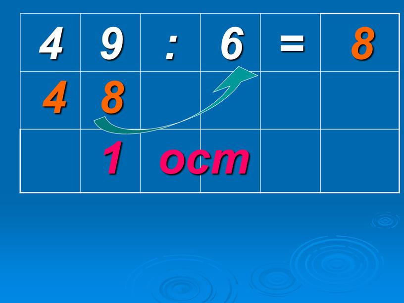 4 9 : 6 = 1 8 4 8 ост