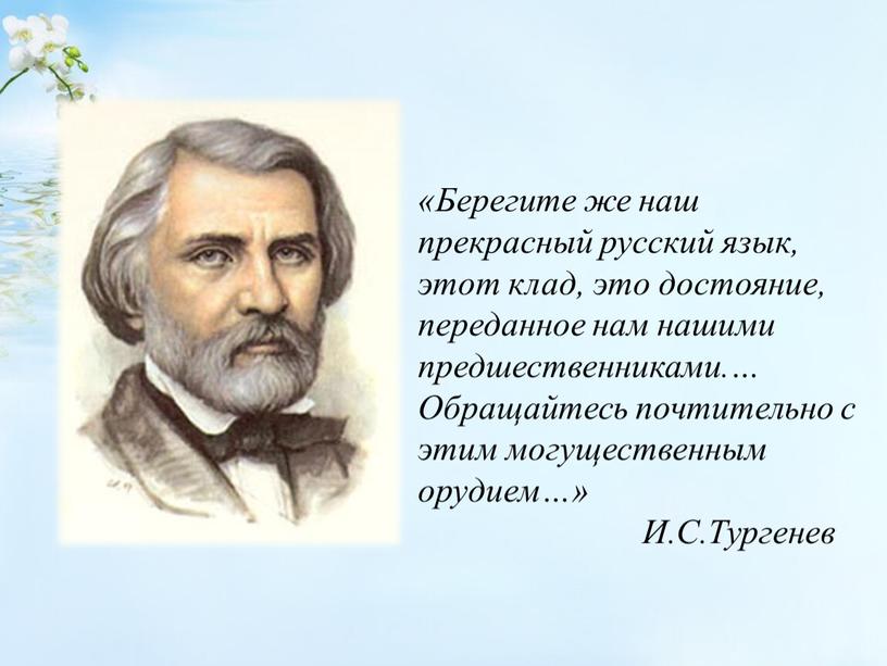 Берегите же наш прекрасный русский язык, этот клад, это достояние, переданное нам нашими предшественниками