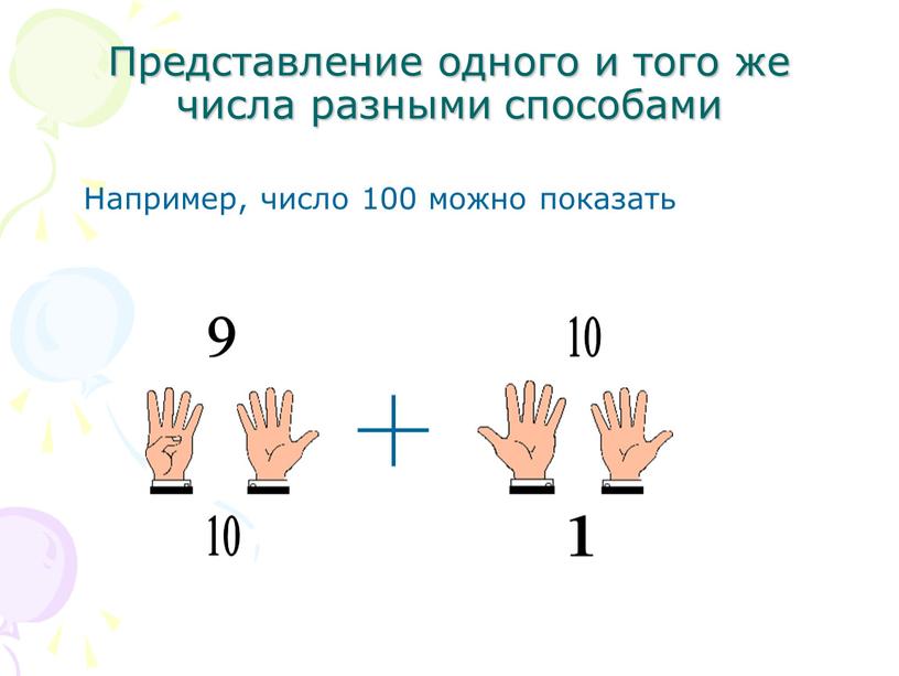 Представление одного и того же числа разными способами