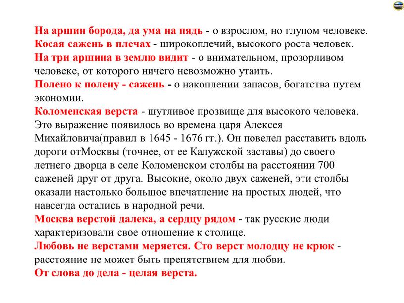 На аршин борода, да ума на пядь - о взрослом, но глупом человеке