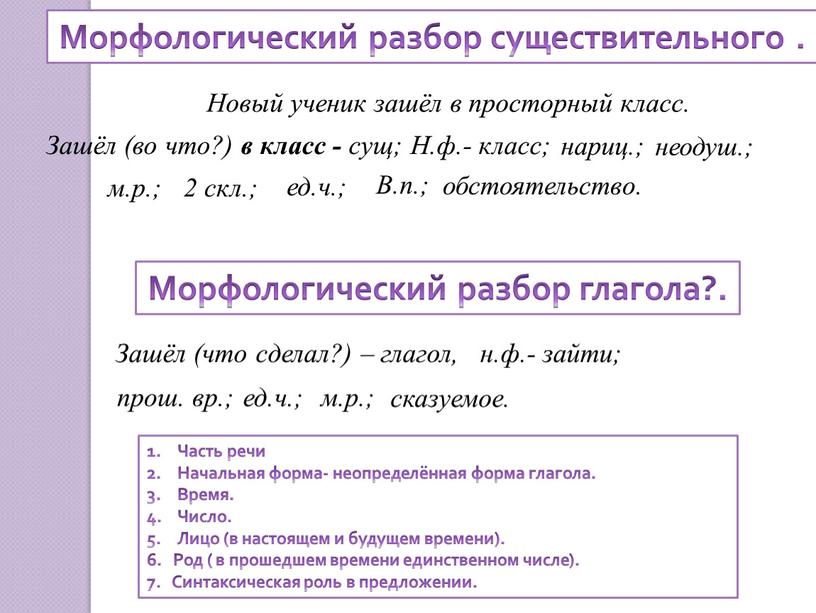 Морфологический разбор существительного