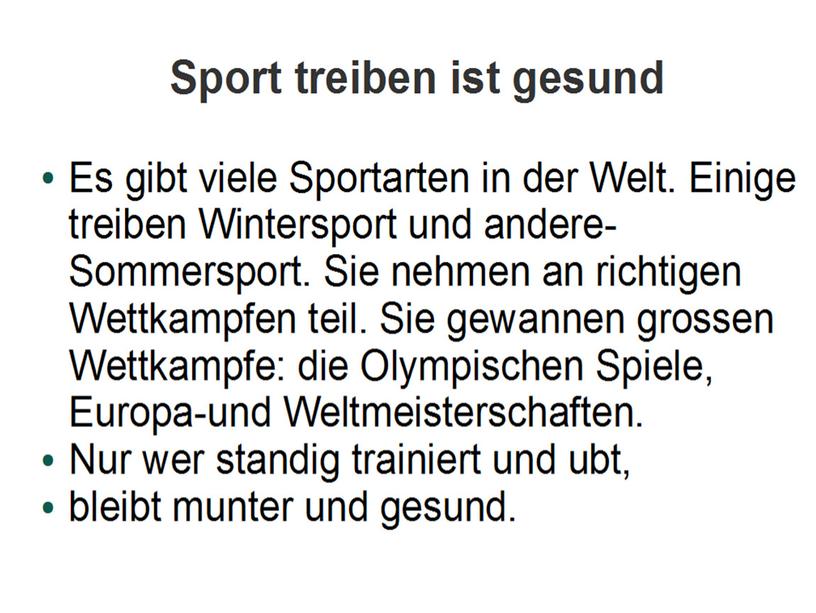 Презентация по немецкому языку на тему " Спорт"( 7 класс)