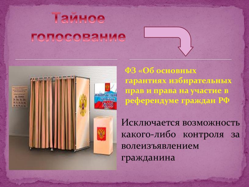 Исключается возможность какого-либо контроля за волеизъявлением гражданина