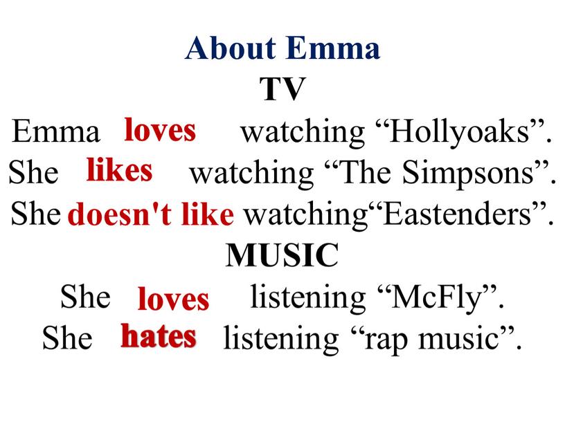 About Emma TV Emma watching “Hollyoaks”