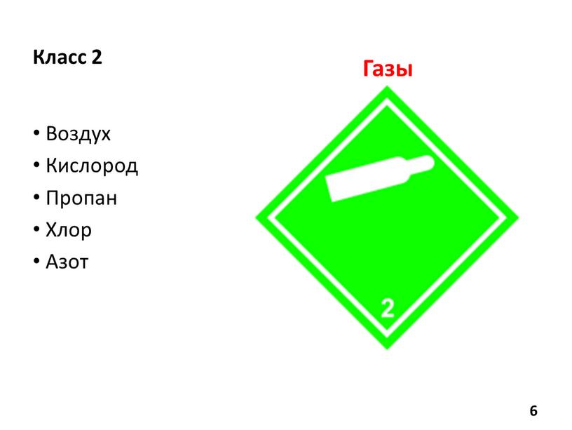 Класс 2 Воздух Кислород Пропан