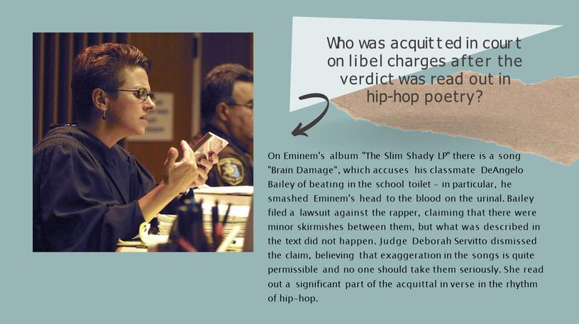 Who was acquitted in court on libel charges after the verdict was read out in hip-hop poetry?