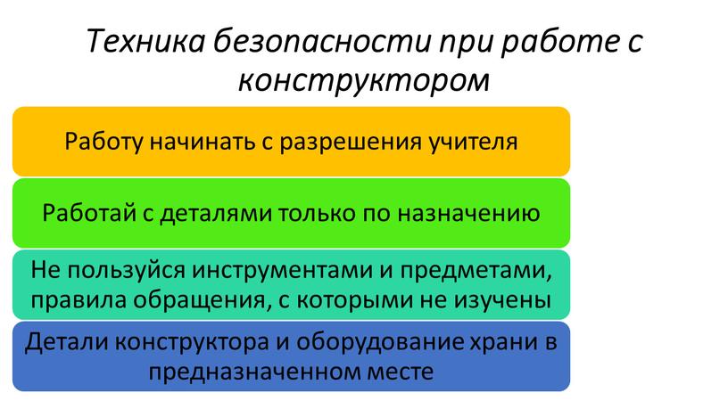 Техника безопасности при работе с конструктором