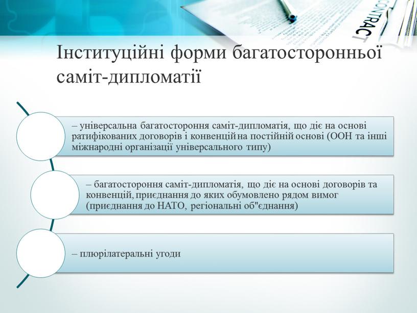 Інституційні форми багатосторонньої саміт-дипломатії