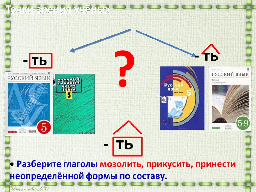 Разберите глаголы мозолить, прикусить, принести неопределённой формы по составу