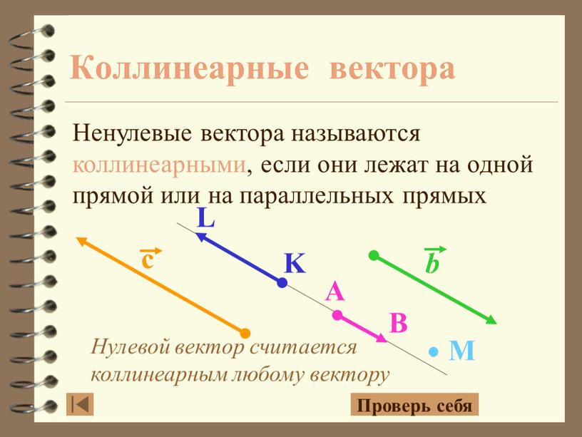 Нулевой вектор считается коллинеарным любому вектору