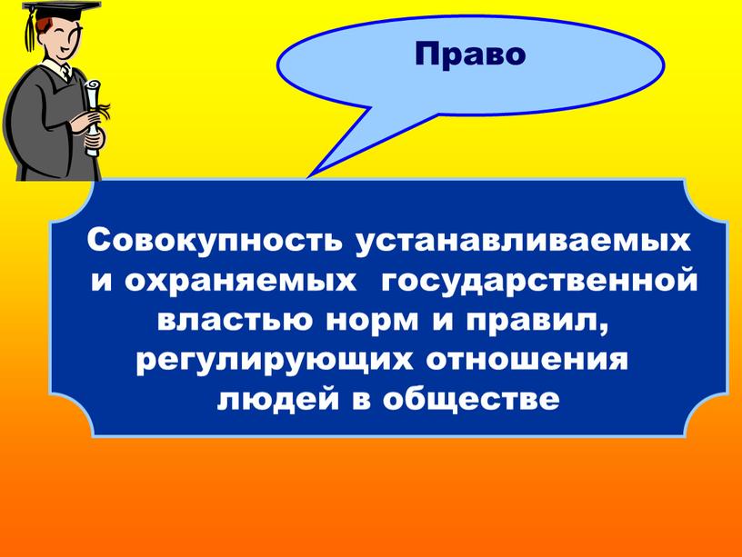 Совокупность устанавливаемых и охраняемых государственной властью норм и правил, регулирующих отношения людей в обществе