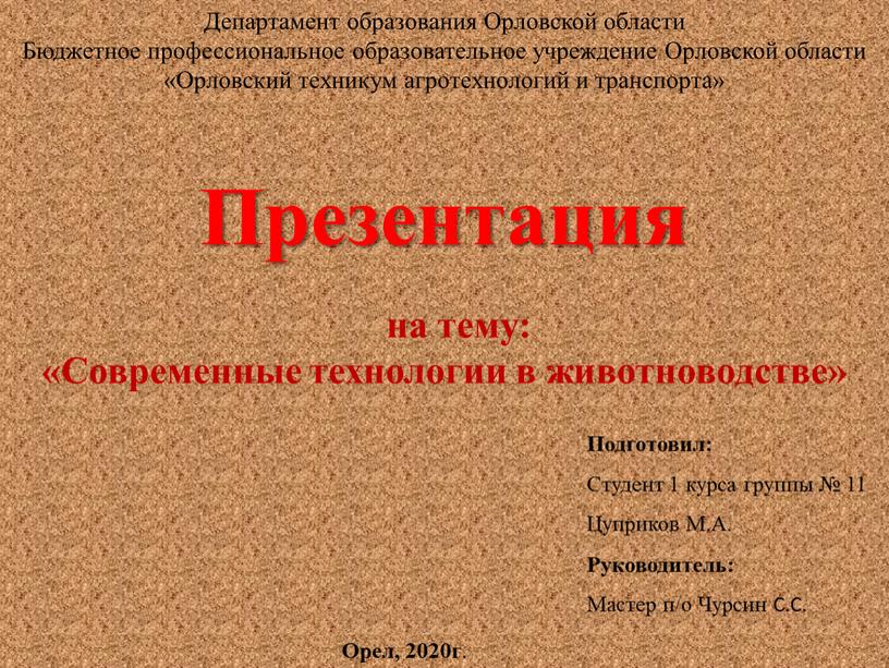 Департамент образования Орловской области