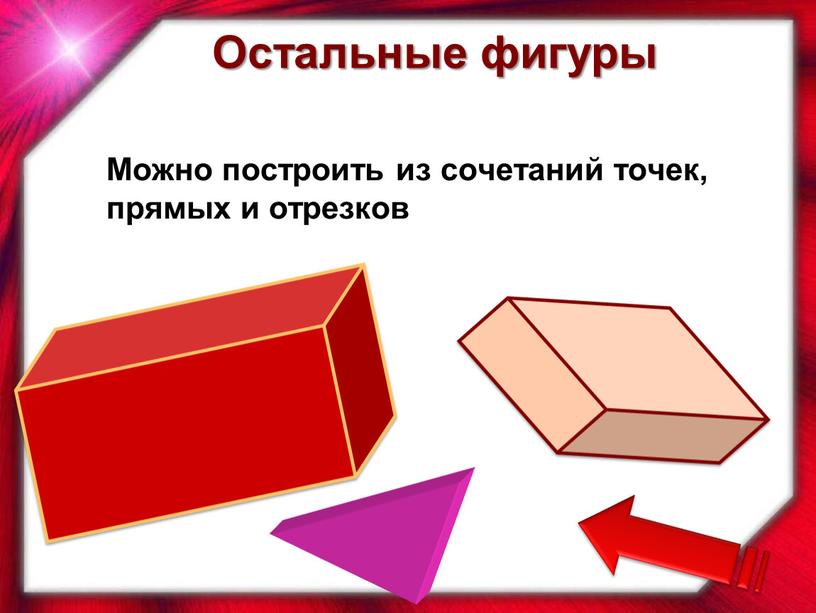 Можно построить из сочетаний точек, прямых и отрезков