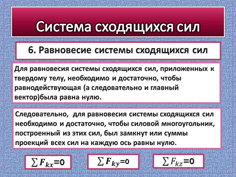 Равновесие системы сходящихся сил