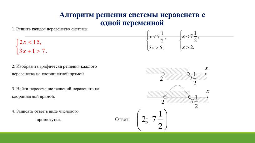 Найдите решение системы неравенств