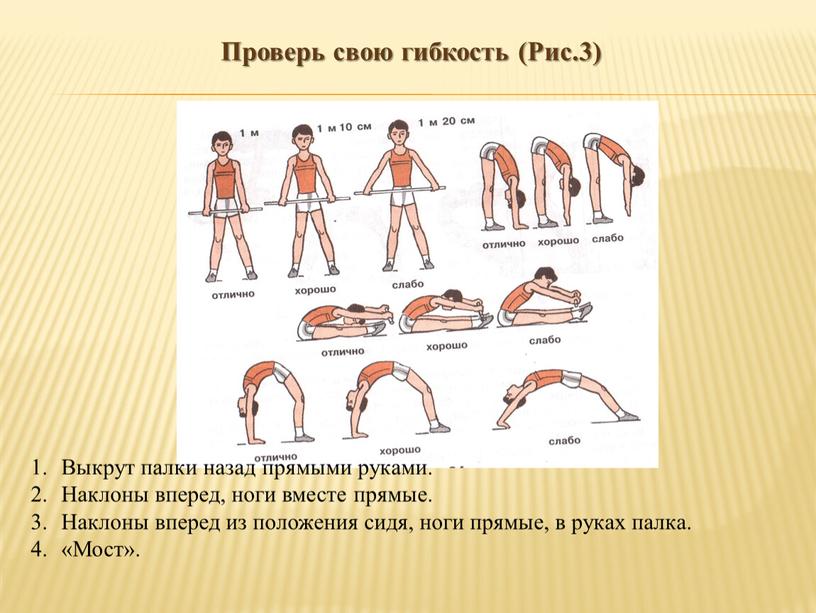 Проверь свою гибкость (Рис.3) Выкрут палки назад прямыми руками