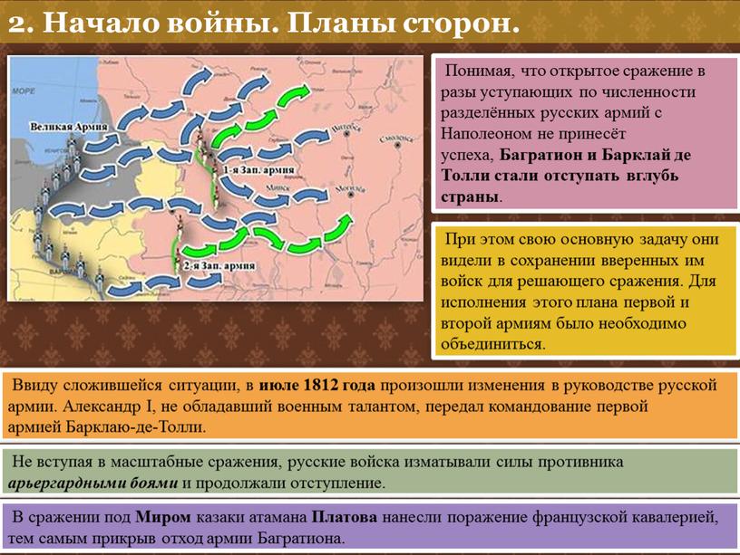 Понимая, что открытое сражение в разы уступающих по численности разделённых русских армий с